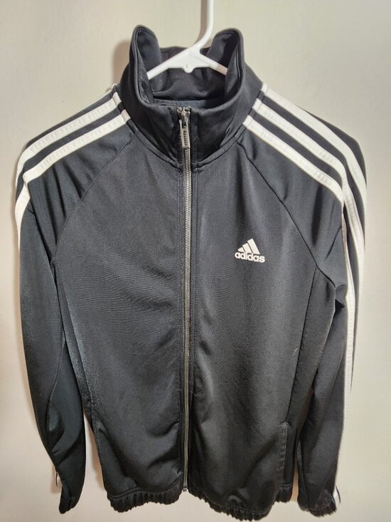 adidas Jackets & Blazers - Adidas Women Black Jacket with white Stripe Accents & Zipper Size Small